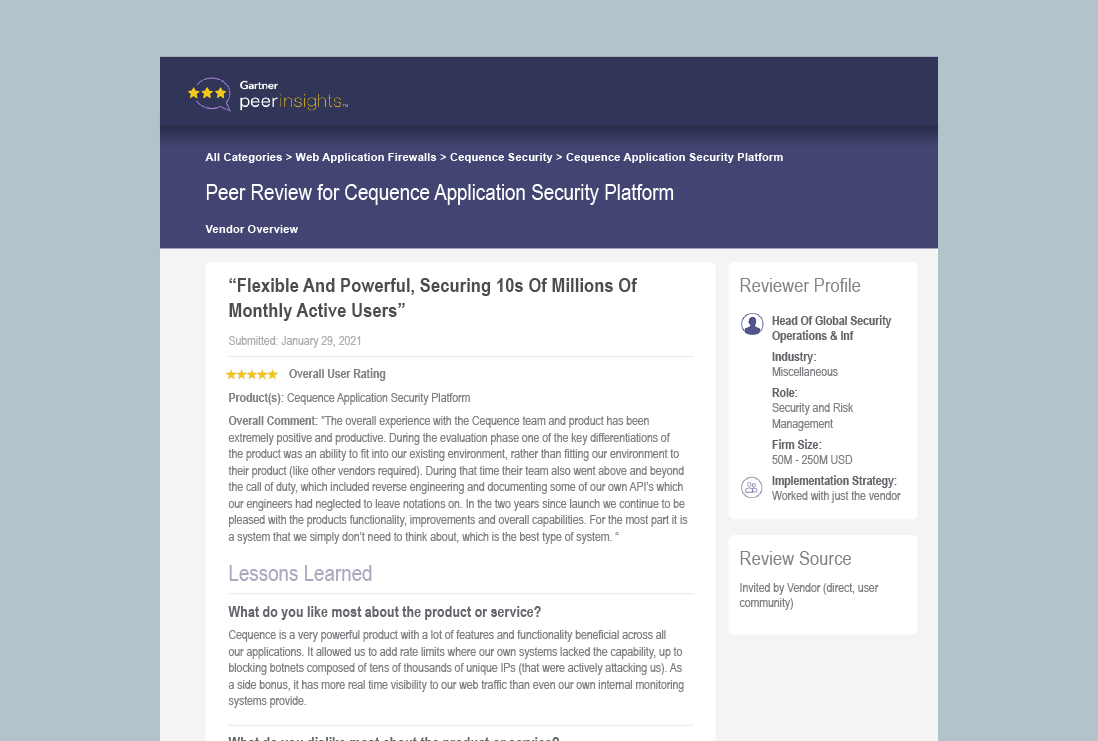 Customer Review-Protecting 10 Million Users