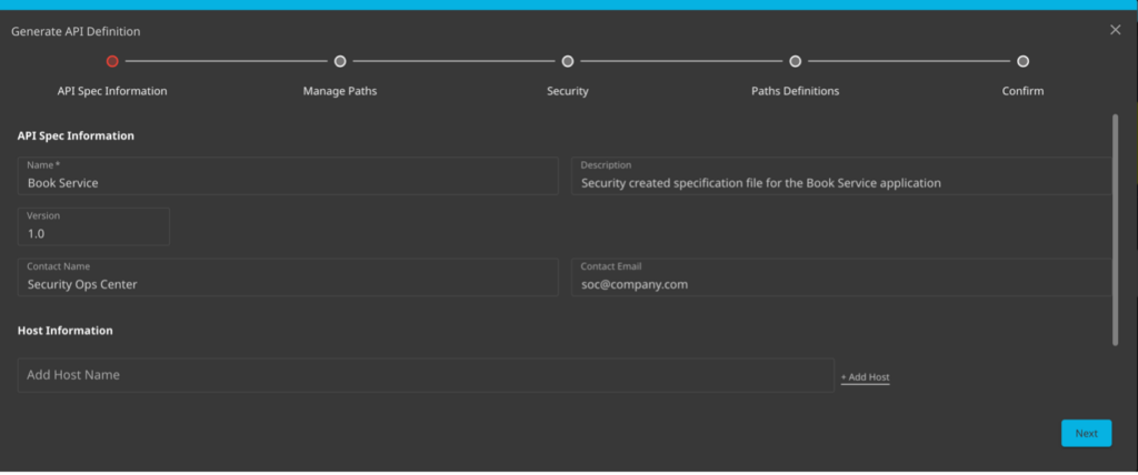 Generating API Definition Wizard | API Security