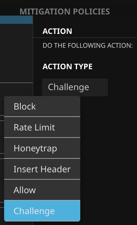 Spartan Policy Actions - mitigation policies – bot management